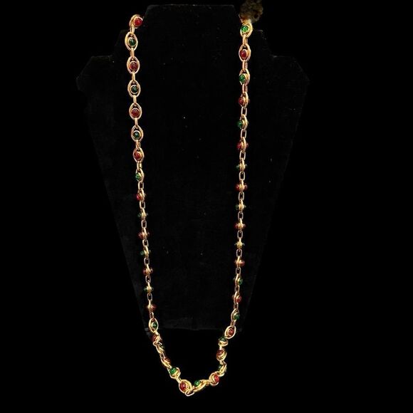 CHANEL Gold-tone Gripoix Chain Long Necklace Vintage - Picture 8 of 8